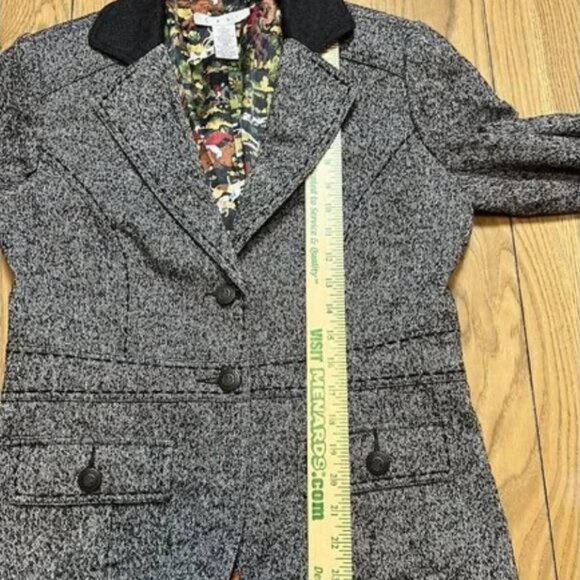 CAbi BLACK & WHITE EQUESTRIAN WOOL BLEND TWEED FOX HUNTER BLAZER SZ 8 - Picture 4 of 11